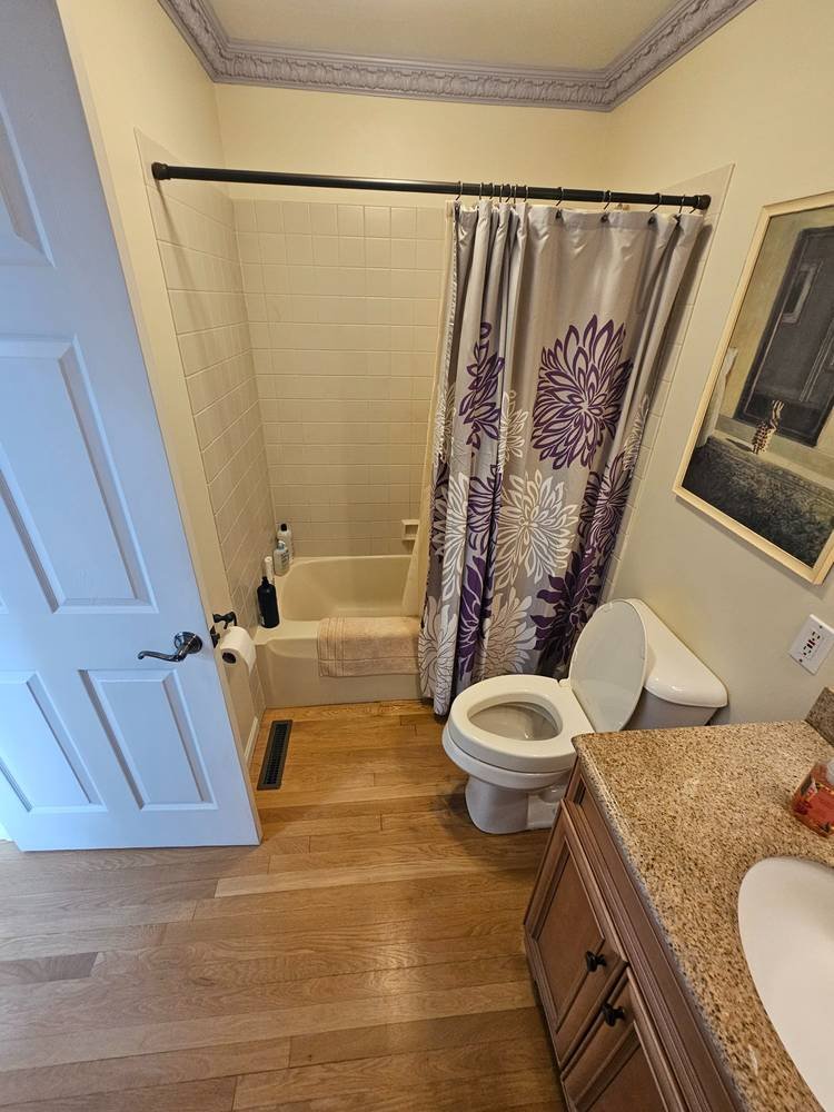 Bathroom before renovation β tub shower combo with curtain, Barrington IL